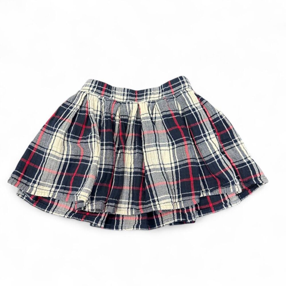 Gap kids navy, red, and cream plaid mini skirt S